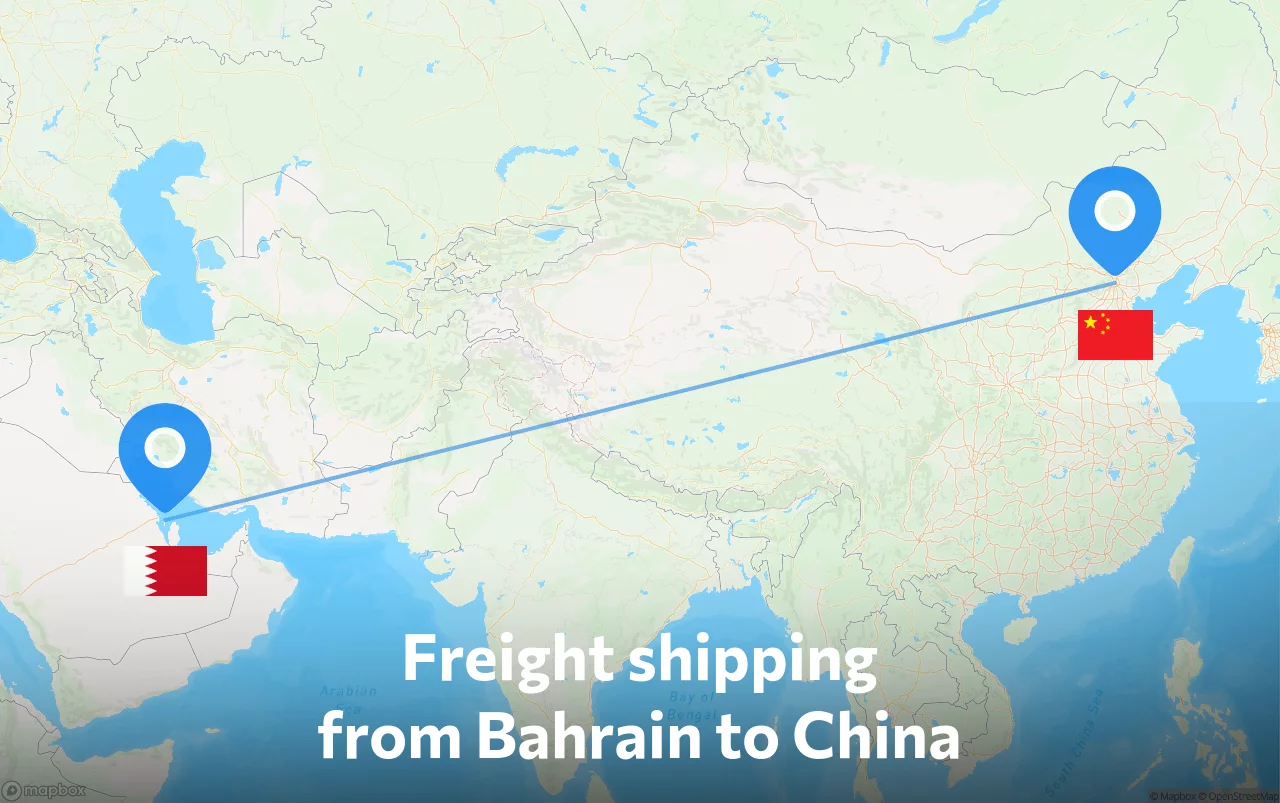Shipping route from Bahrain to China