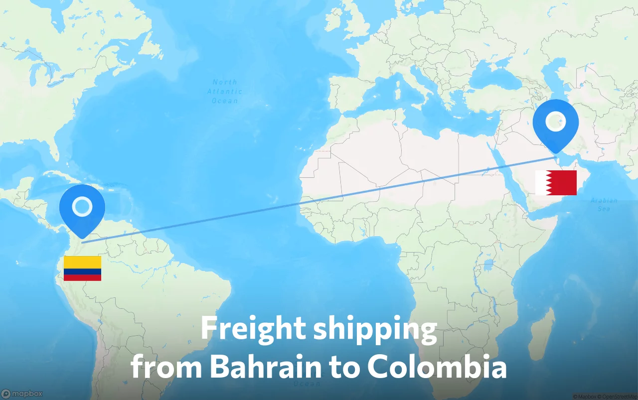 Shipping route from Bahrain to Colombia