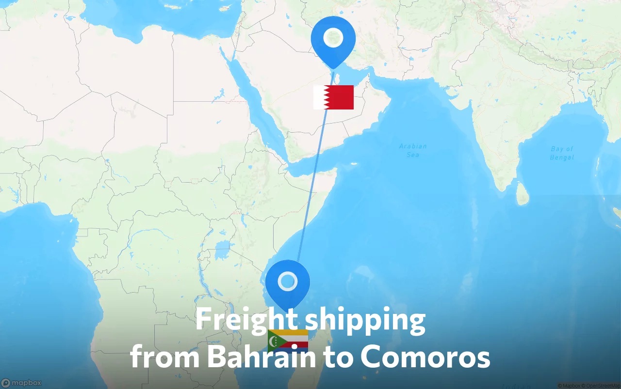 Shipping route from Bahrain to Comoros