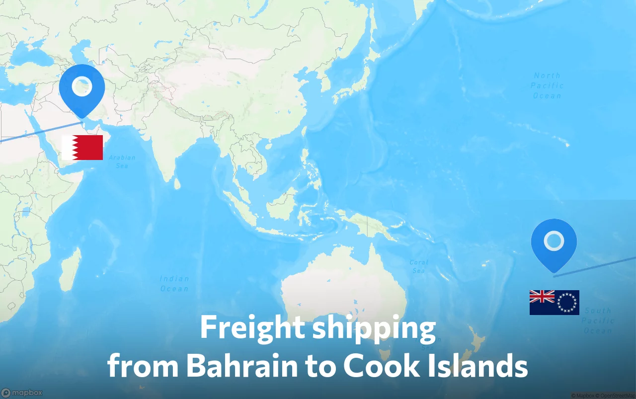 Shipping route from Bahrain to Cook Islands