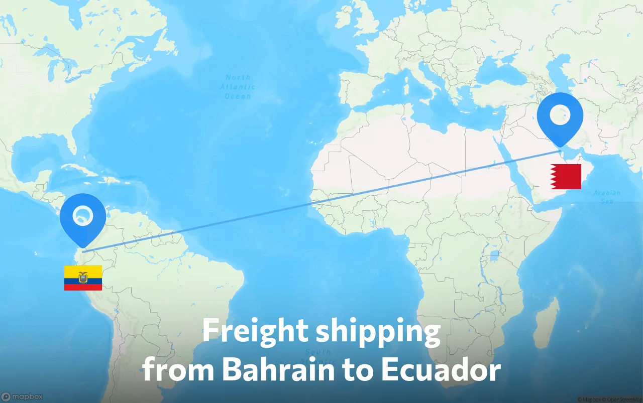 Shipping route from Bahrain to Ecuador