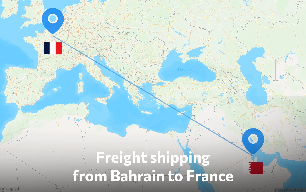 Shipping route from Bahrain to France