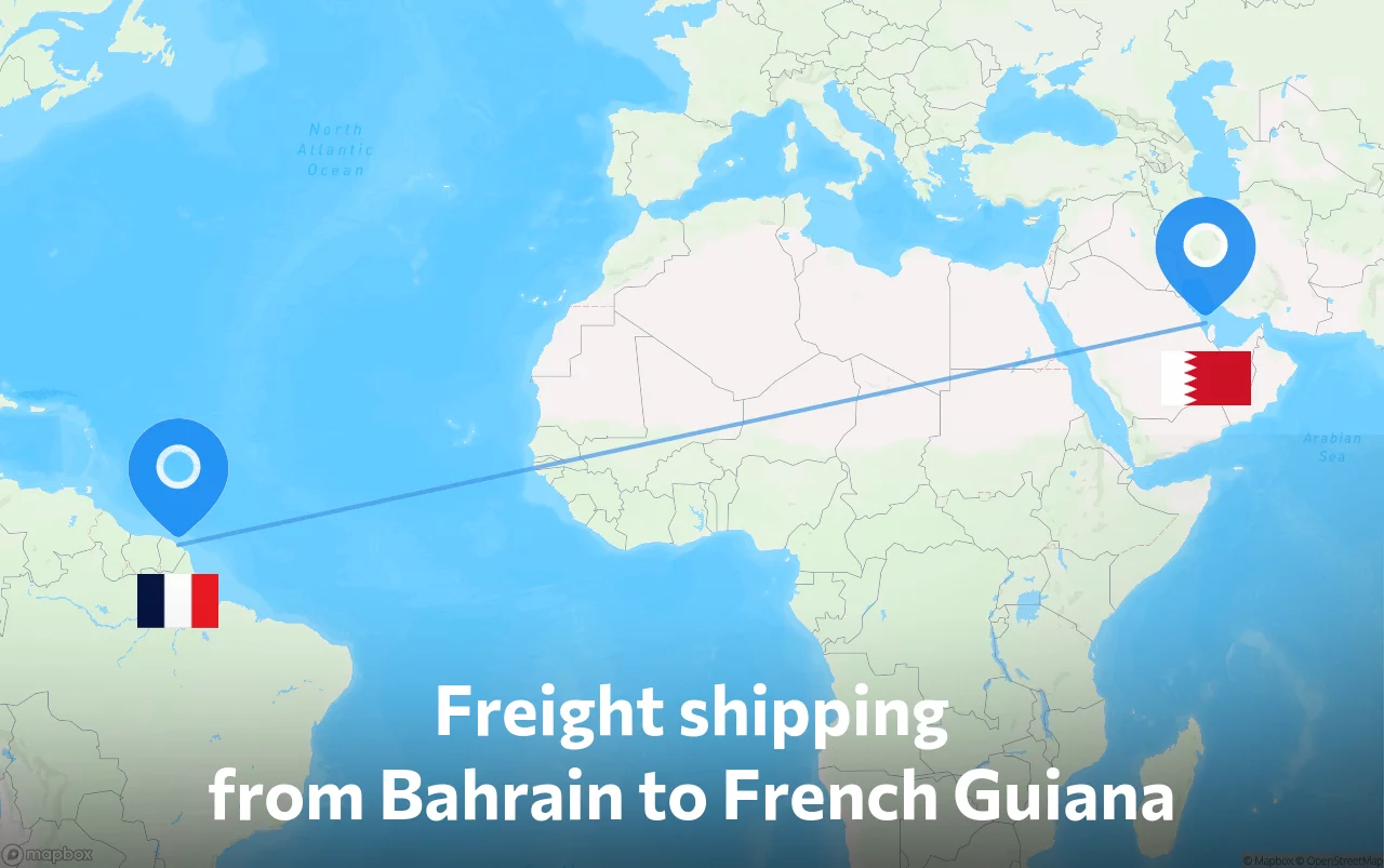 Shipping route from Bahrain to French Guiana
