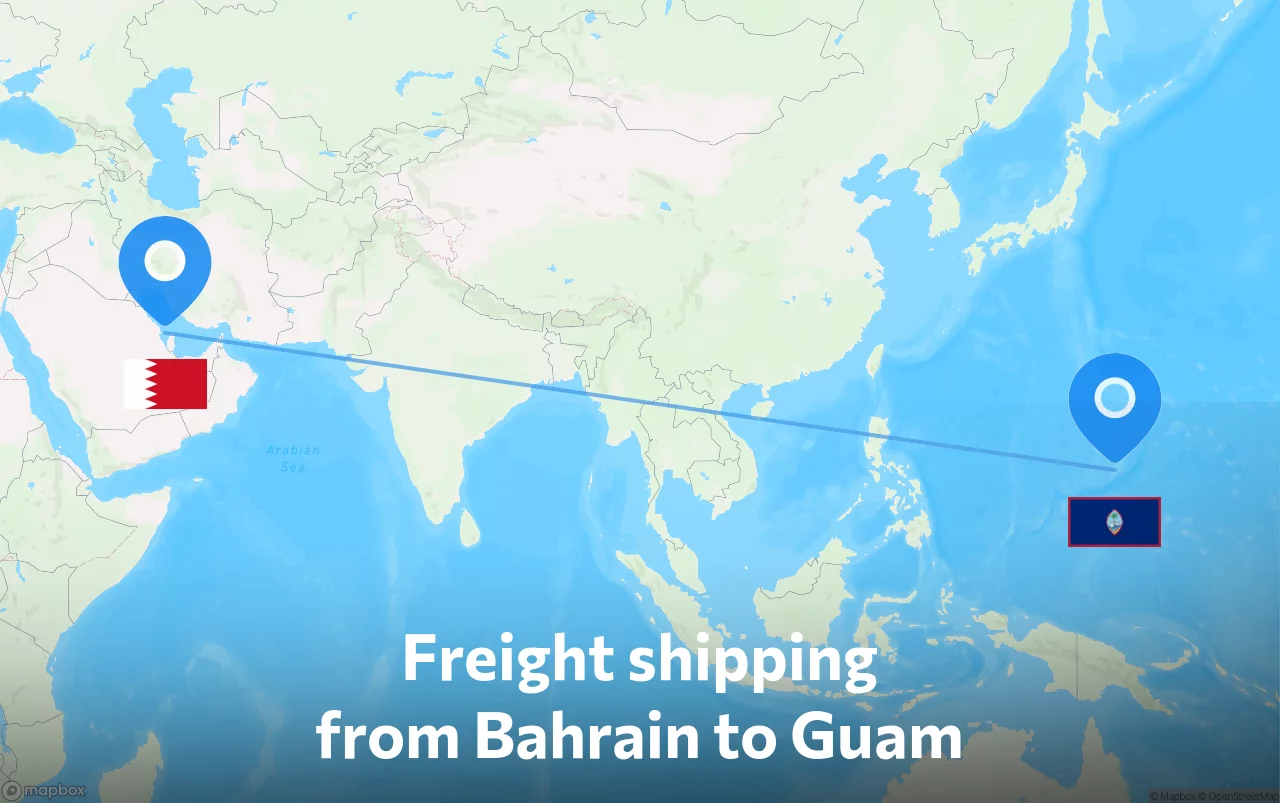 Shipping route from Bahrain to Guam