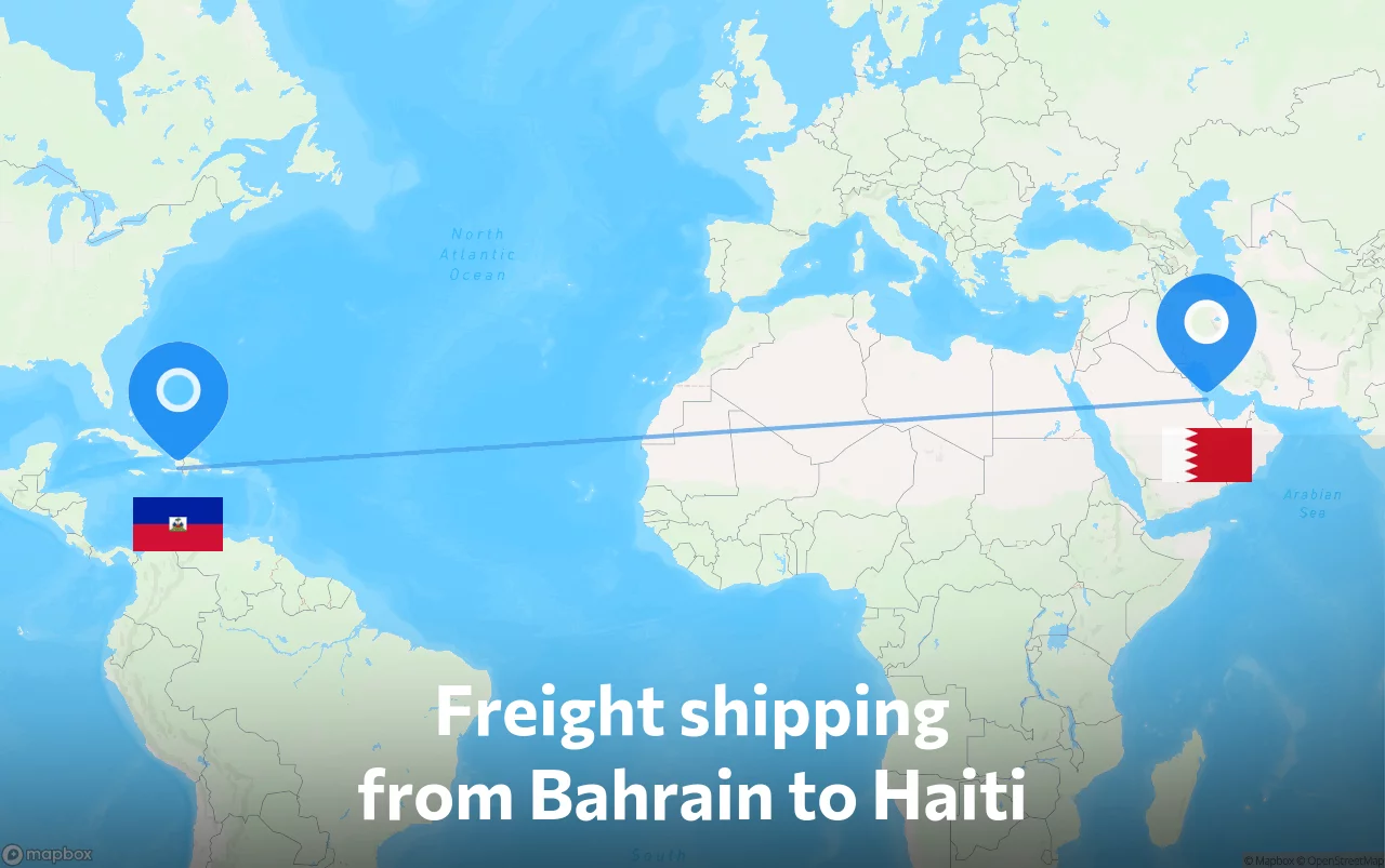 Shipping route from Bahrain to Haiti