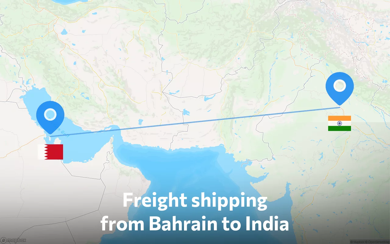 Shipping route from Bahrain to India