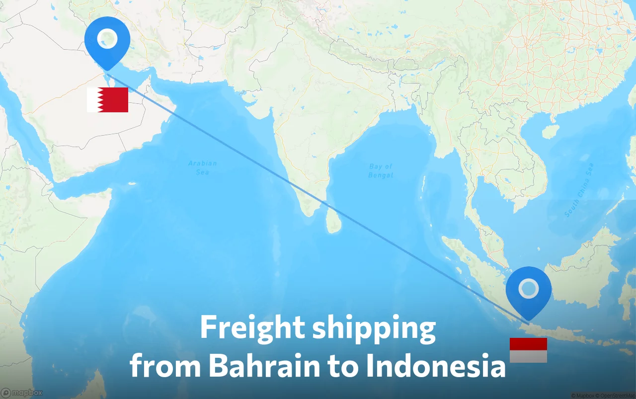 Shipping route from Bahrain to Indonesia