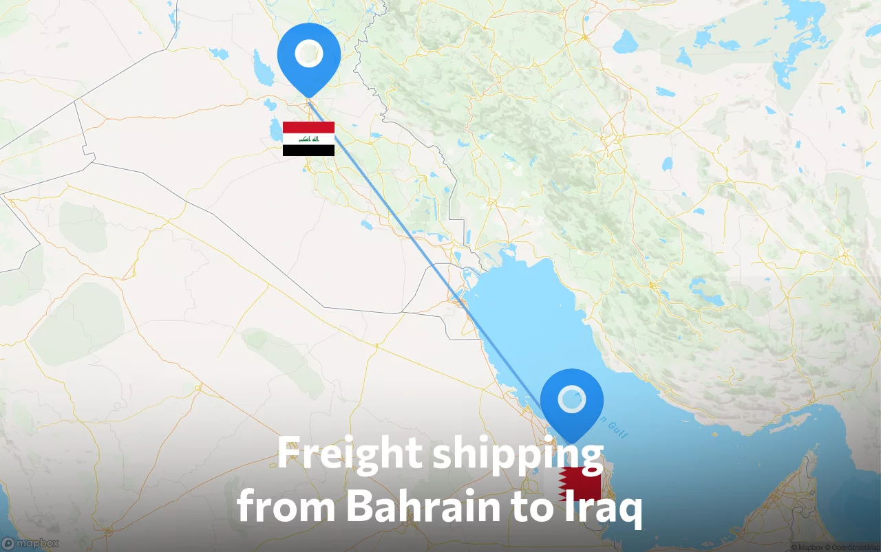 Shipping route from Bahrain to Iraq