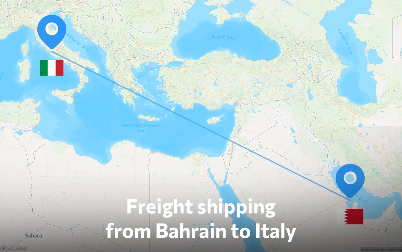 Shipping route from Bahrain to Italy