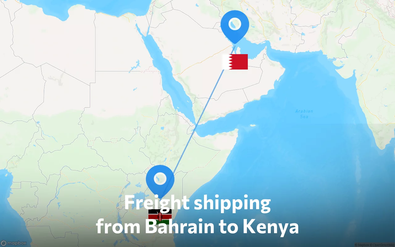 Shipping route from Bahrain to Kenya