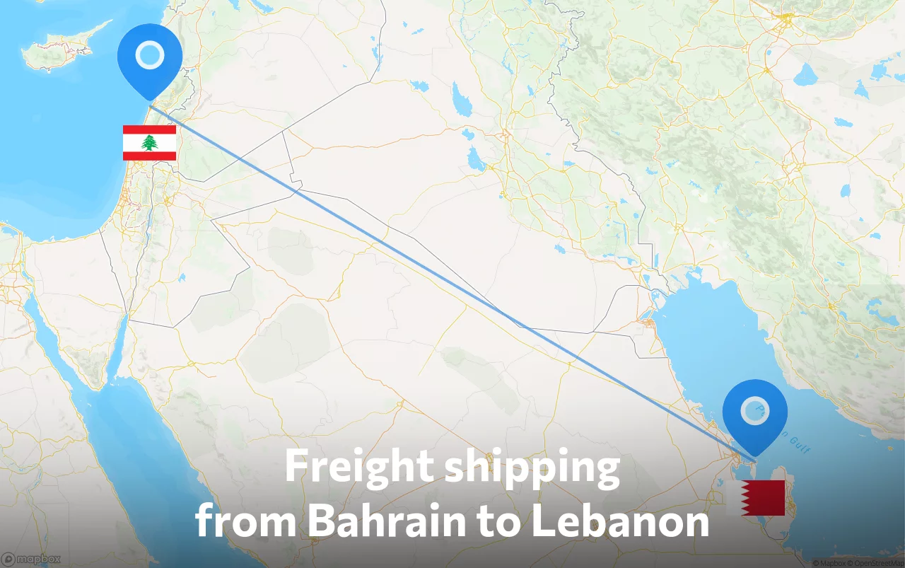 Shipping route from Bahrain to Lebanon