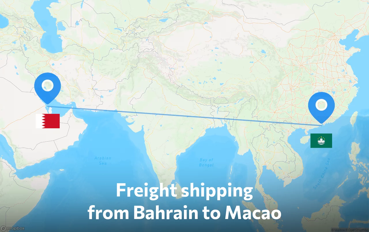 Shipping route from Bahrain to Macao