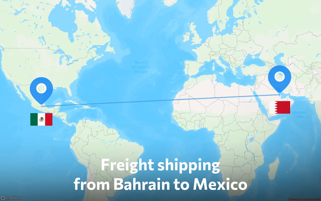 Shipping route from Bahrain to Mexico
