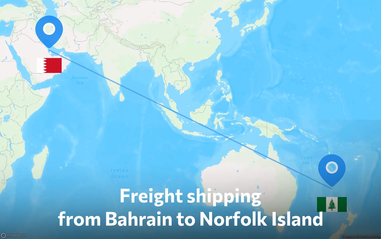 Shipping route from Bahrain to Norfolk Island