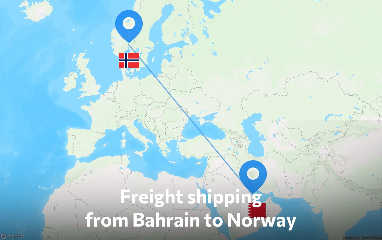 Shipping route from Bahrain to Norway