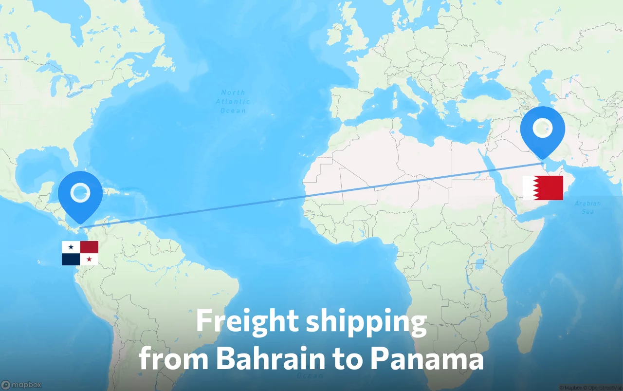 Shipping route from Bahrain to Panama