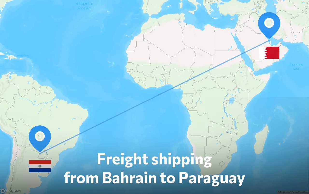 Shipping route from Bahrain to Paraguay