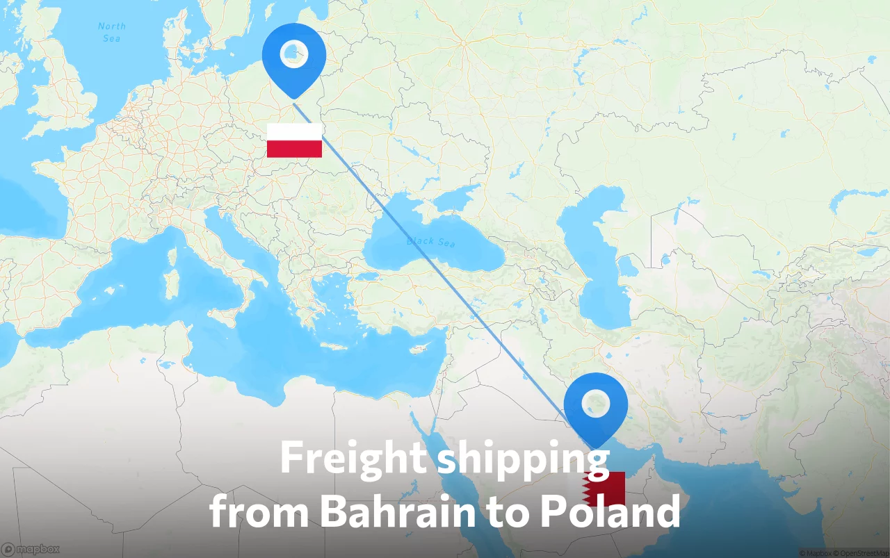 Shipping route from Bahrain to Poland