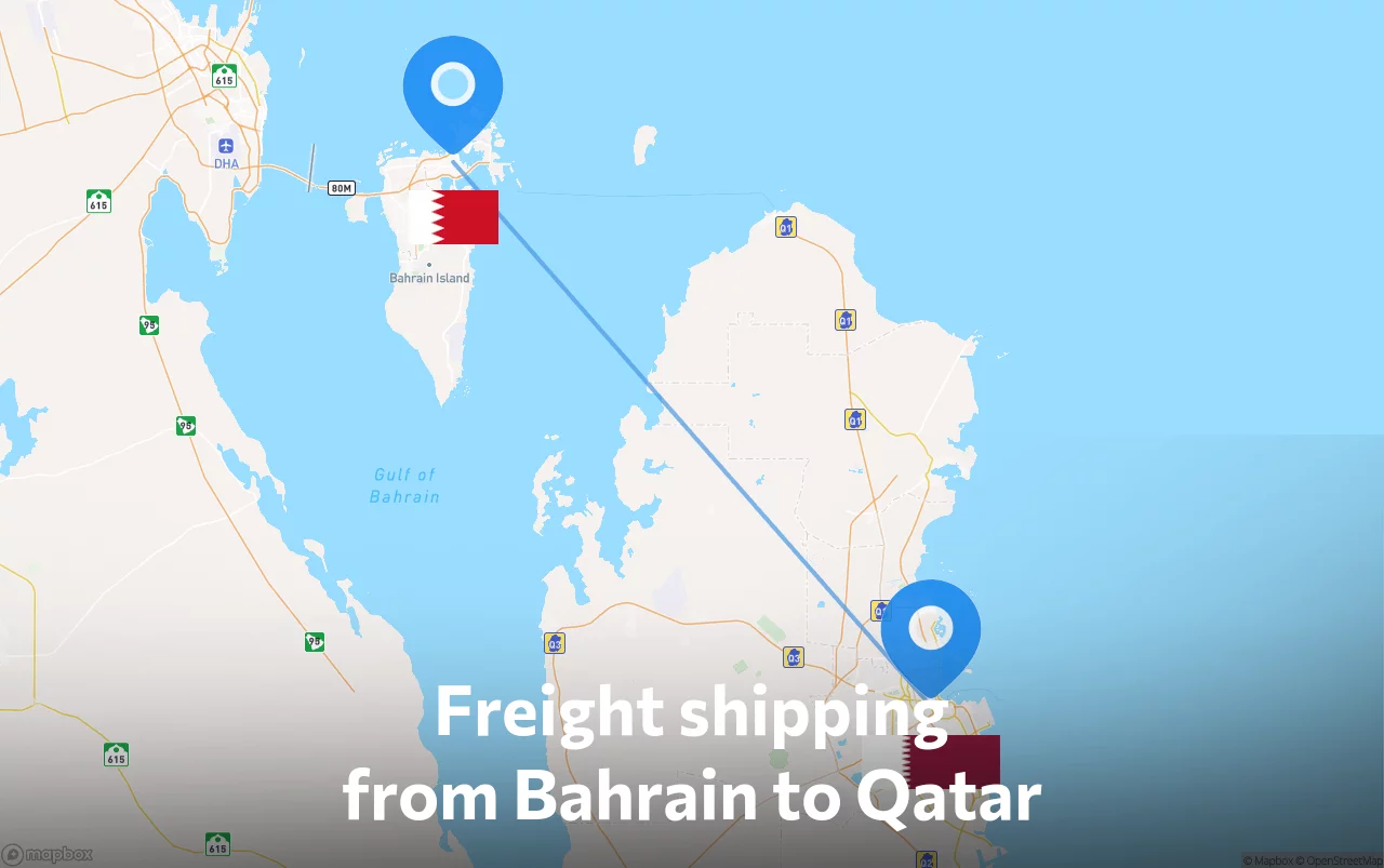 Shipping route from Bahrain to Qatar