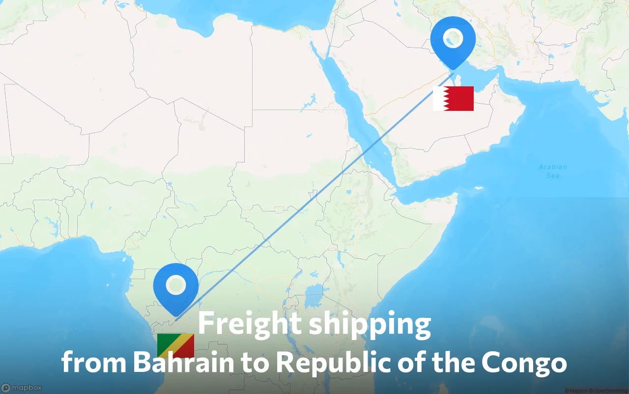 Shipping route from Bahrain to Republic of the Congo