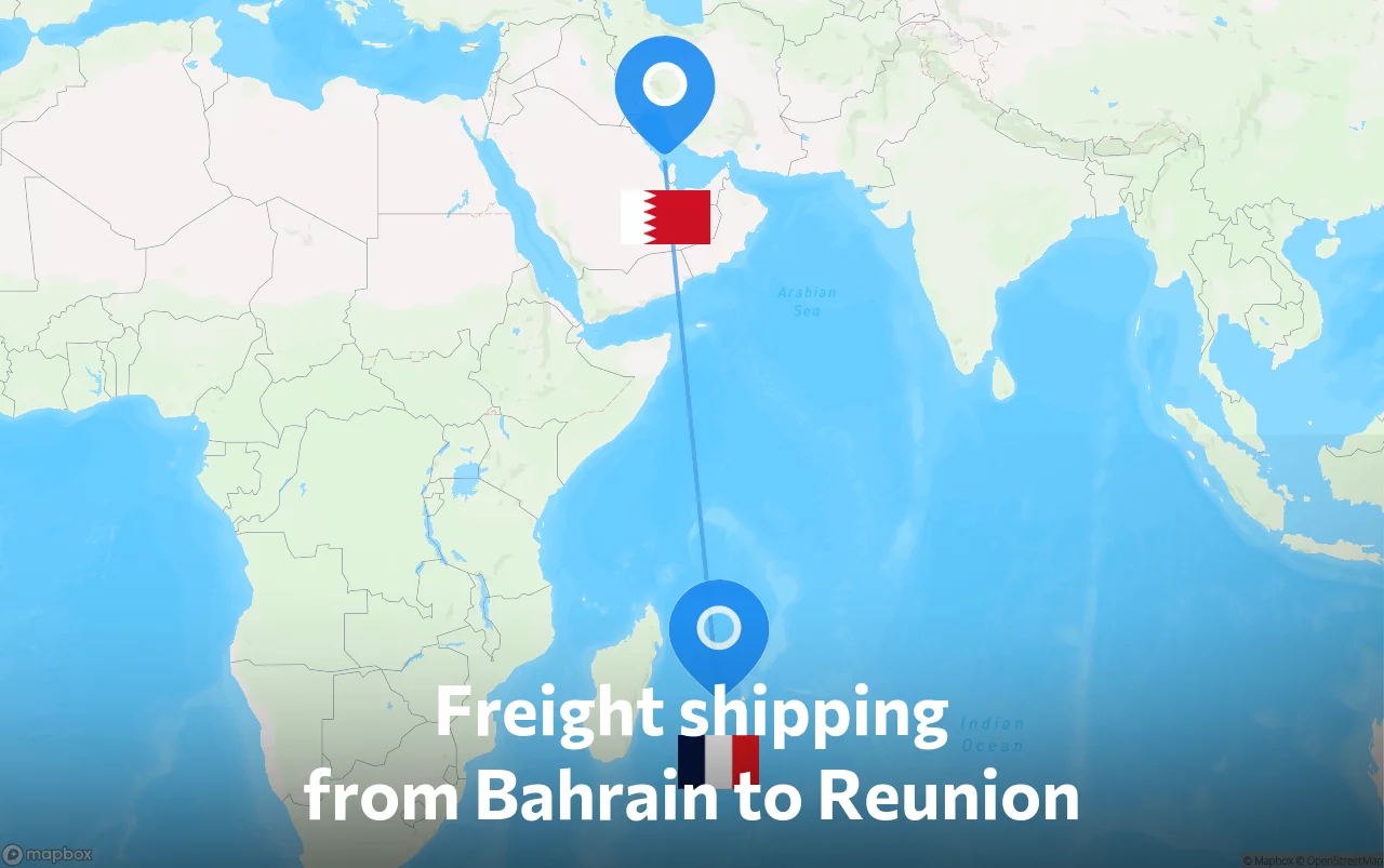 Shipping route from Bahrain to Reunion