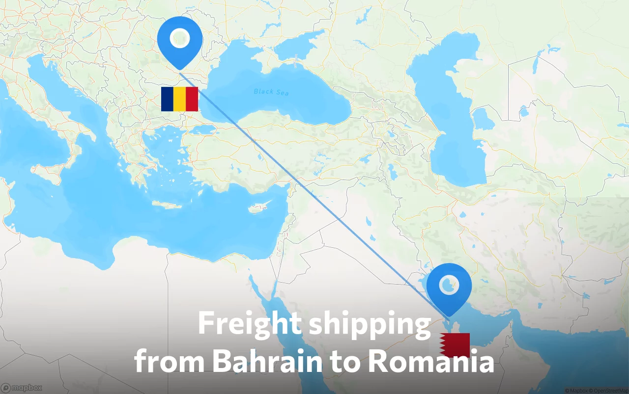 Shipping route from Bahrain to Romania