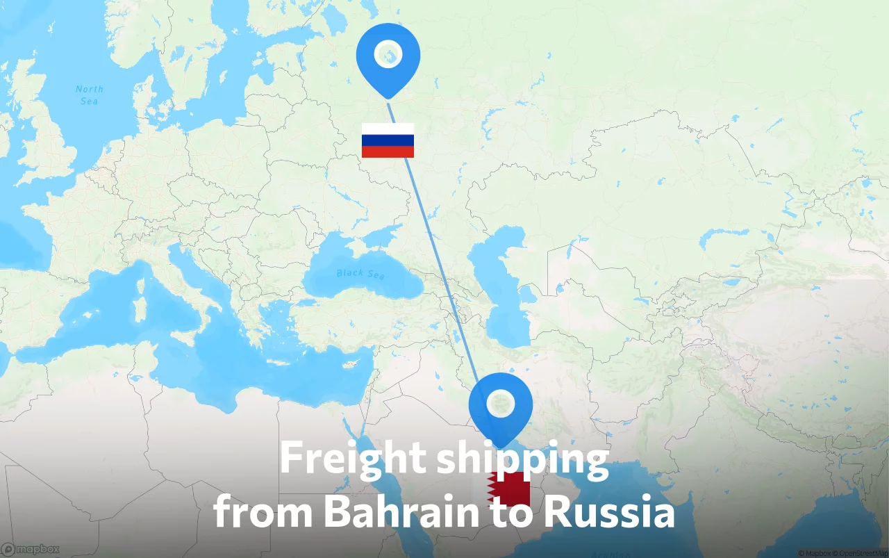 Shipping route from Bahrain to Russia