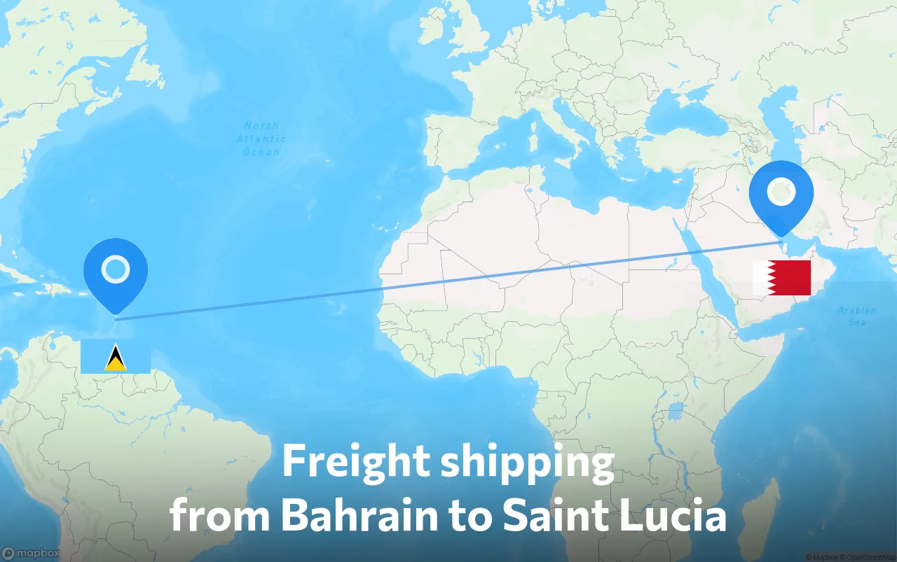 Shipping route from Bahrain to Saint Lucia