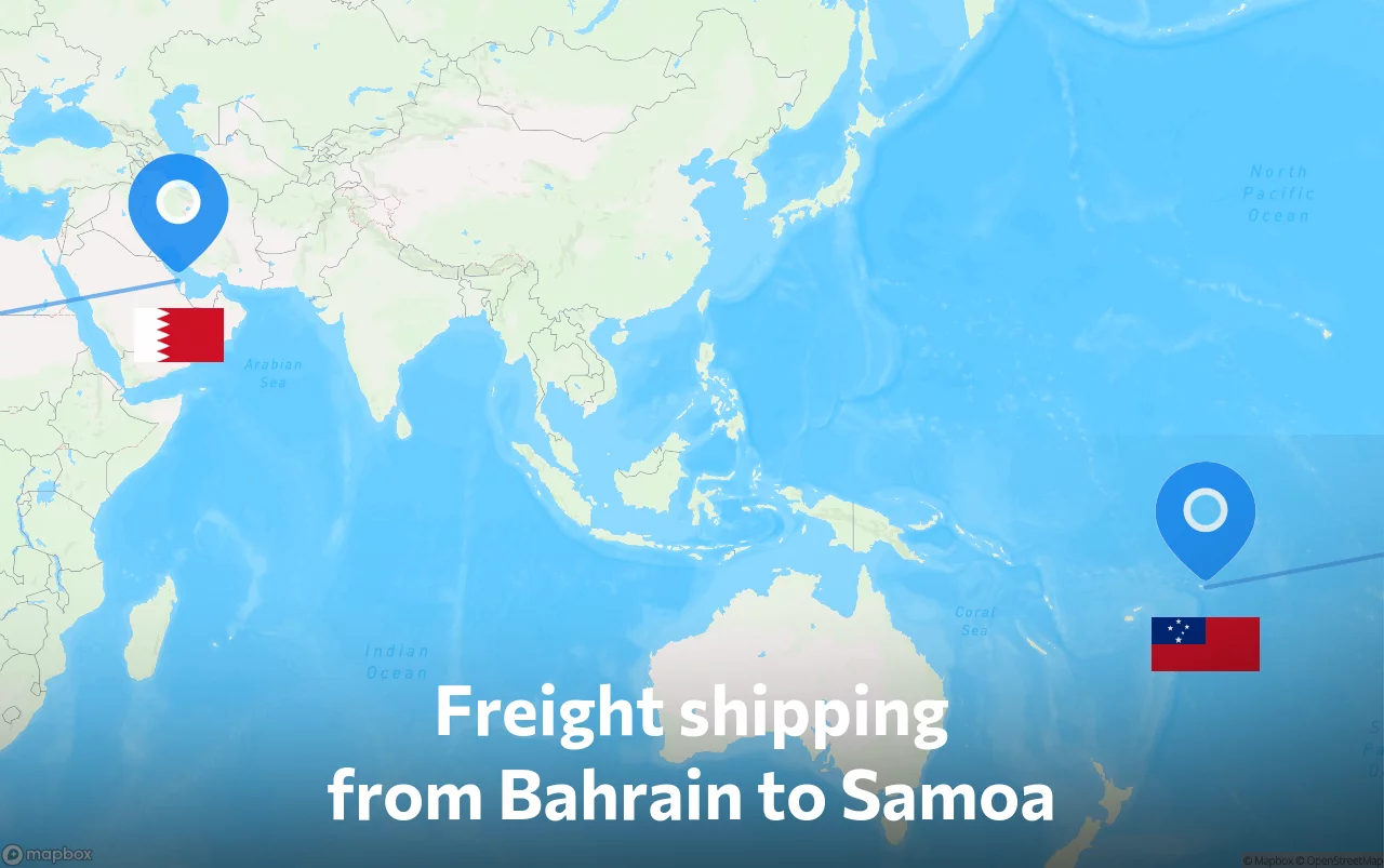 Shipping route from Bahrain to Samoa