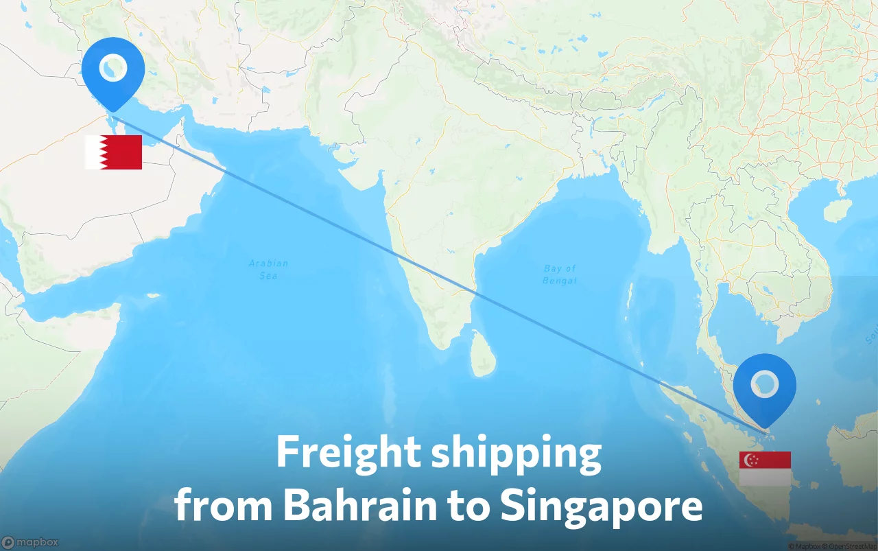 Shipping route from Bahrain to Singapore