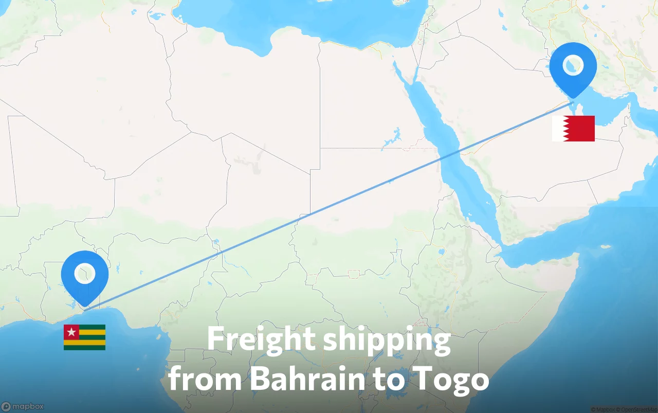 Shipping route from Bahrain to Togo