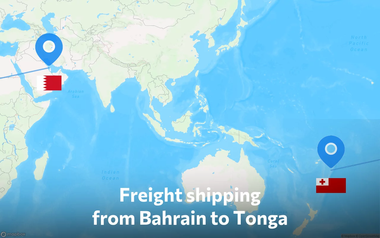 Shipping route from Bahrain to Tonga