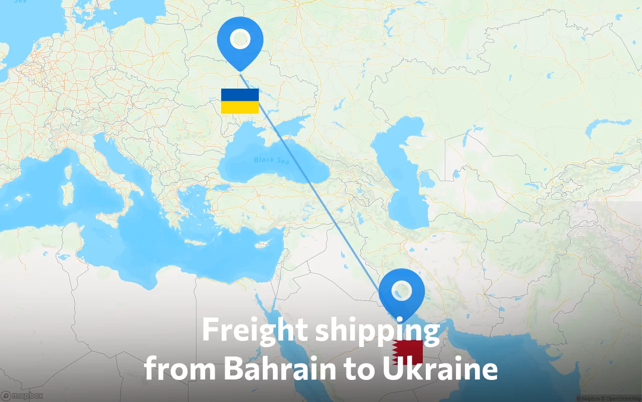 Shipping route from Bahrain to Ukraine