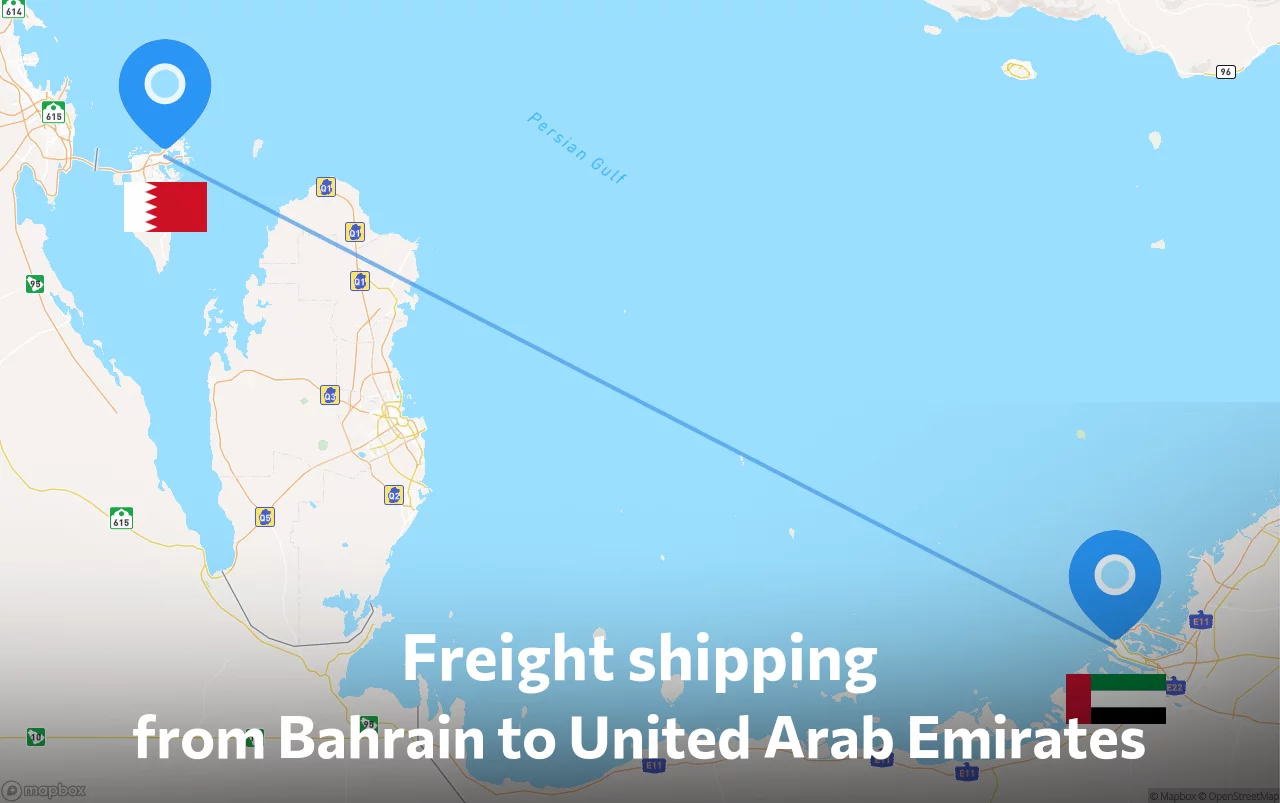 Shipping route from Bahrain to United Arab Emirates