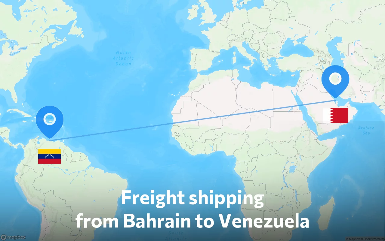 Shipping route from Bahrain to Venezuela