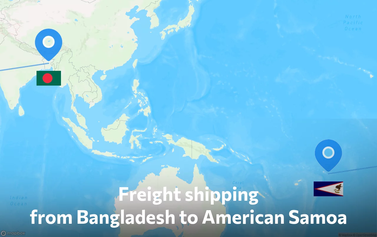 Shipping route from Bangladesh to American Samoa
