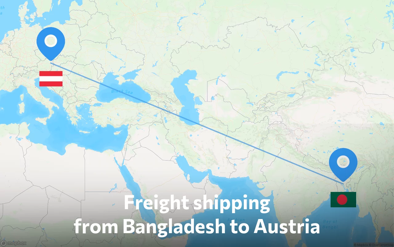 Shipping route from Bangladesh to Austria