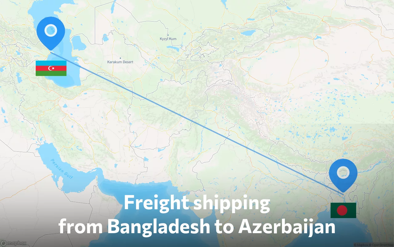 Shipping route from Bangladesh to Azerbaijan