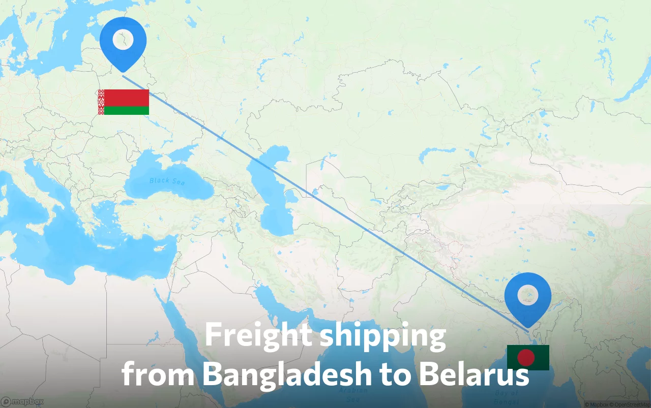 Shipping route from Bangladesh to Belarus