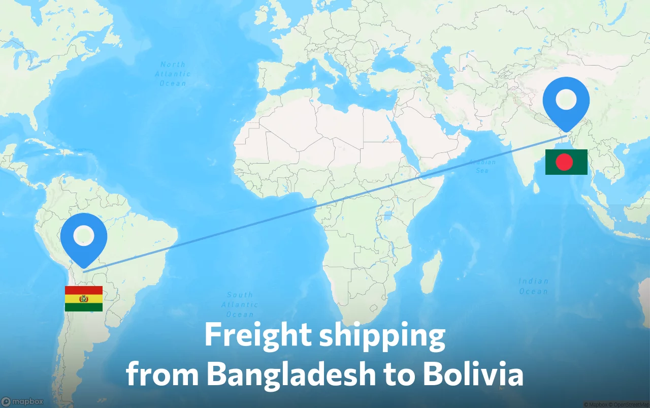 Shipping route from Bangladesh to Bolivia