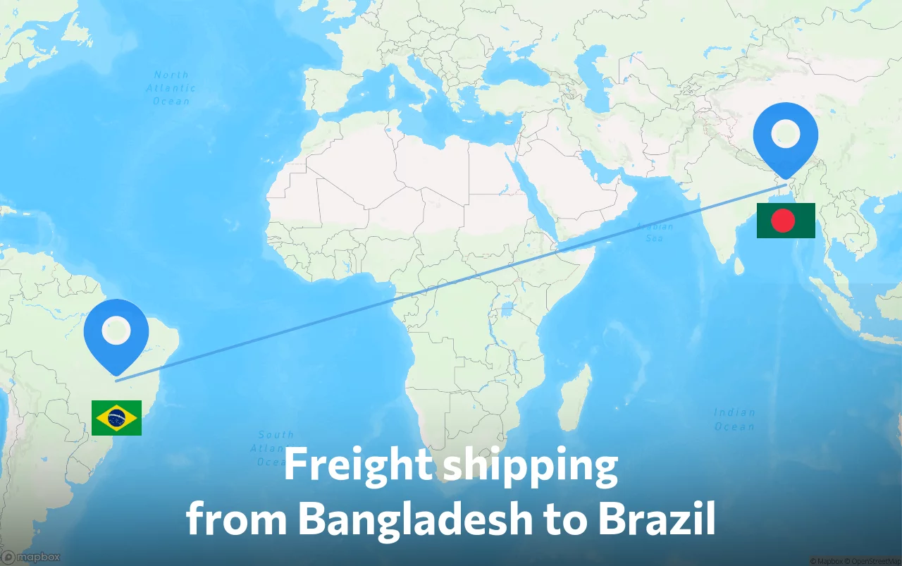 Shipping route from Bangladesh to Brazil