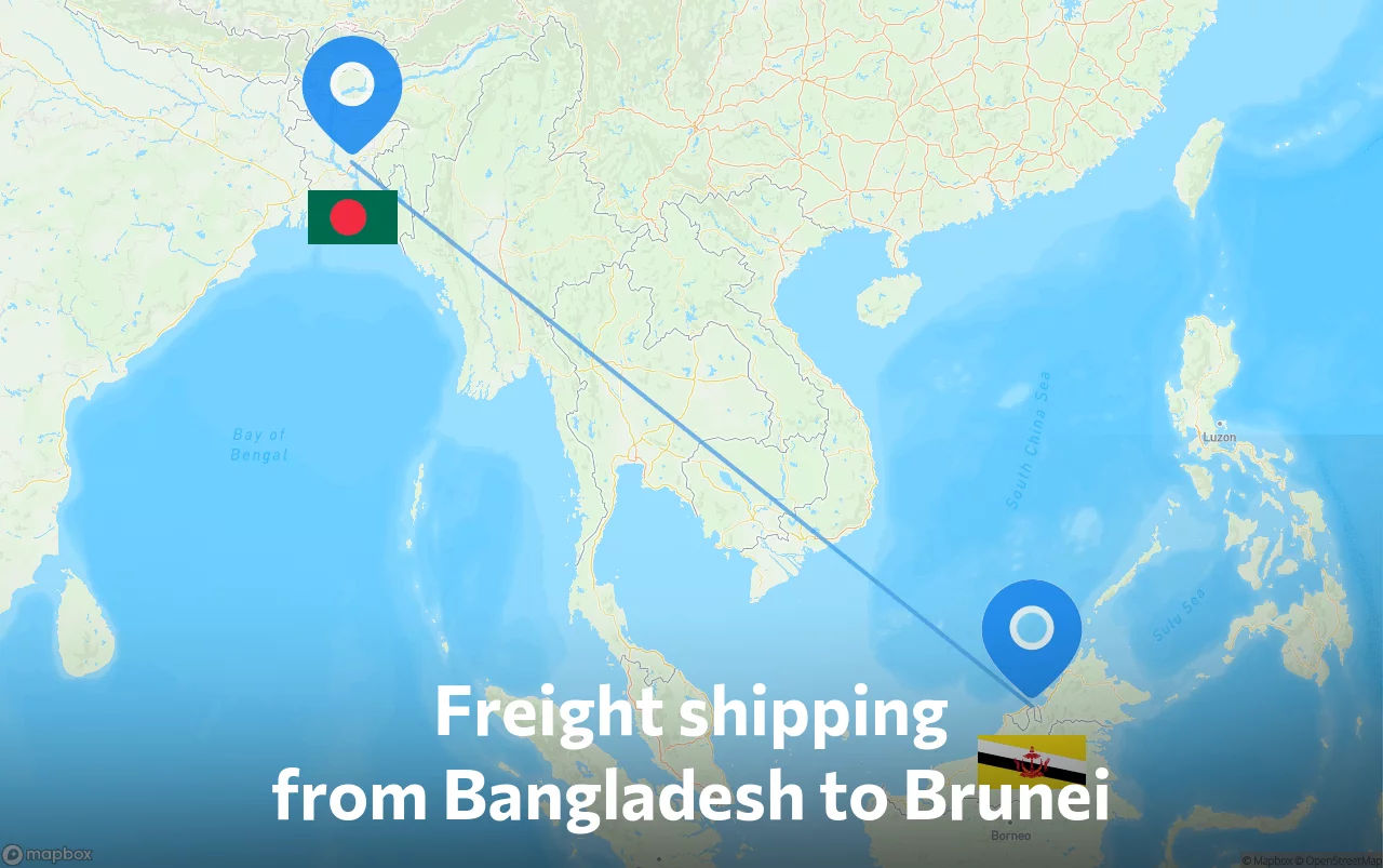 Shipping route from Bangladesh to Brunei