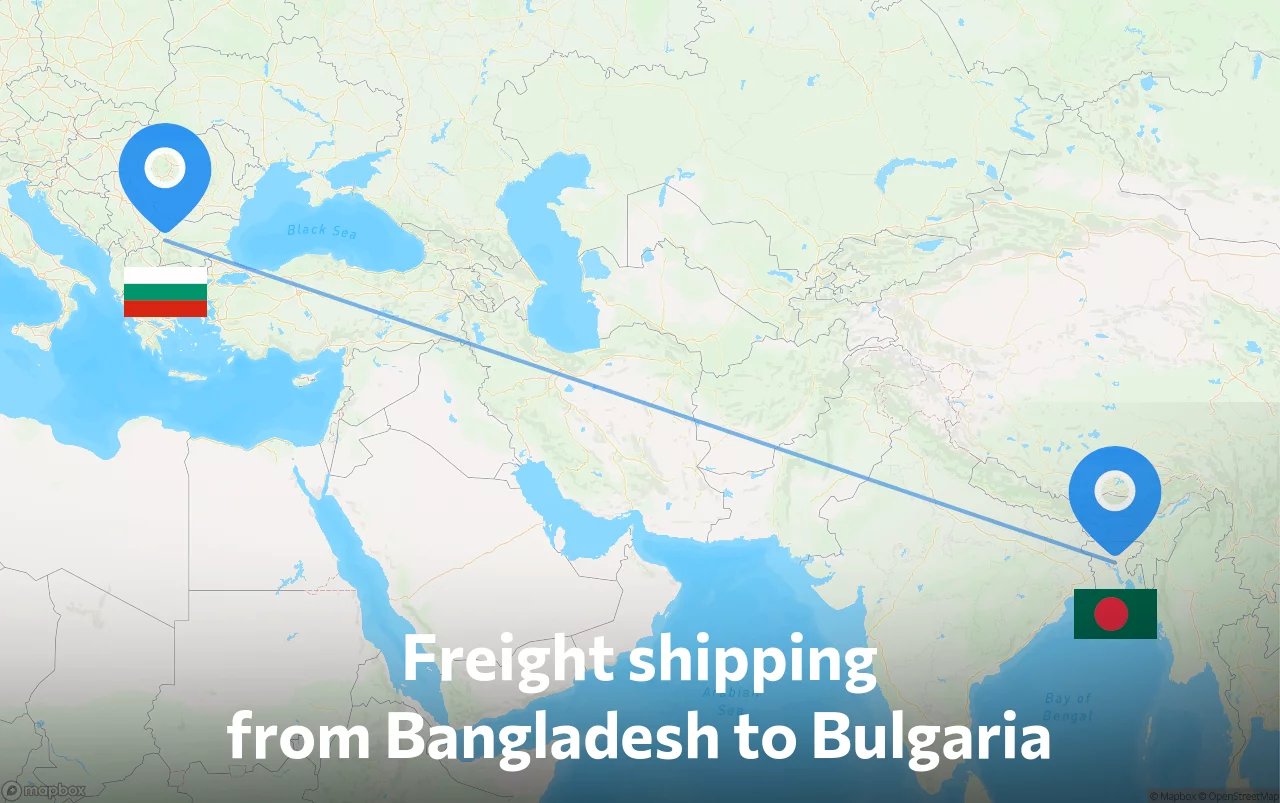 Shipping route from Bangladesh to Bulgaria