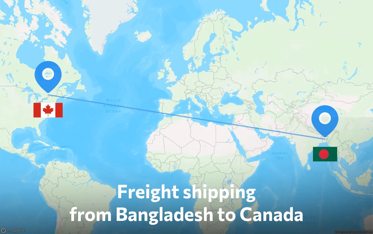 Shipping route from Bangladesh to Canada