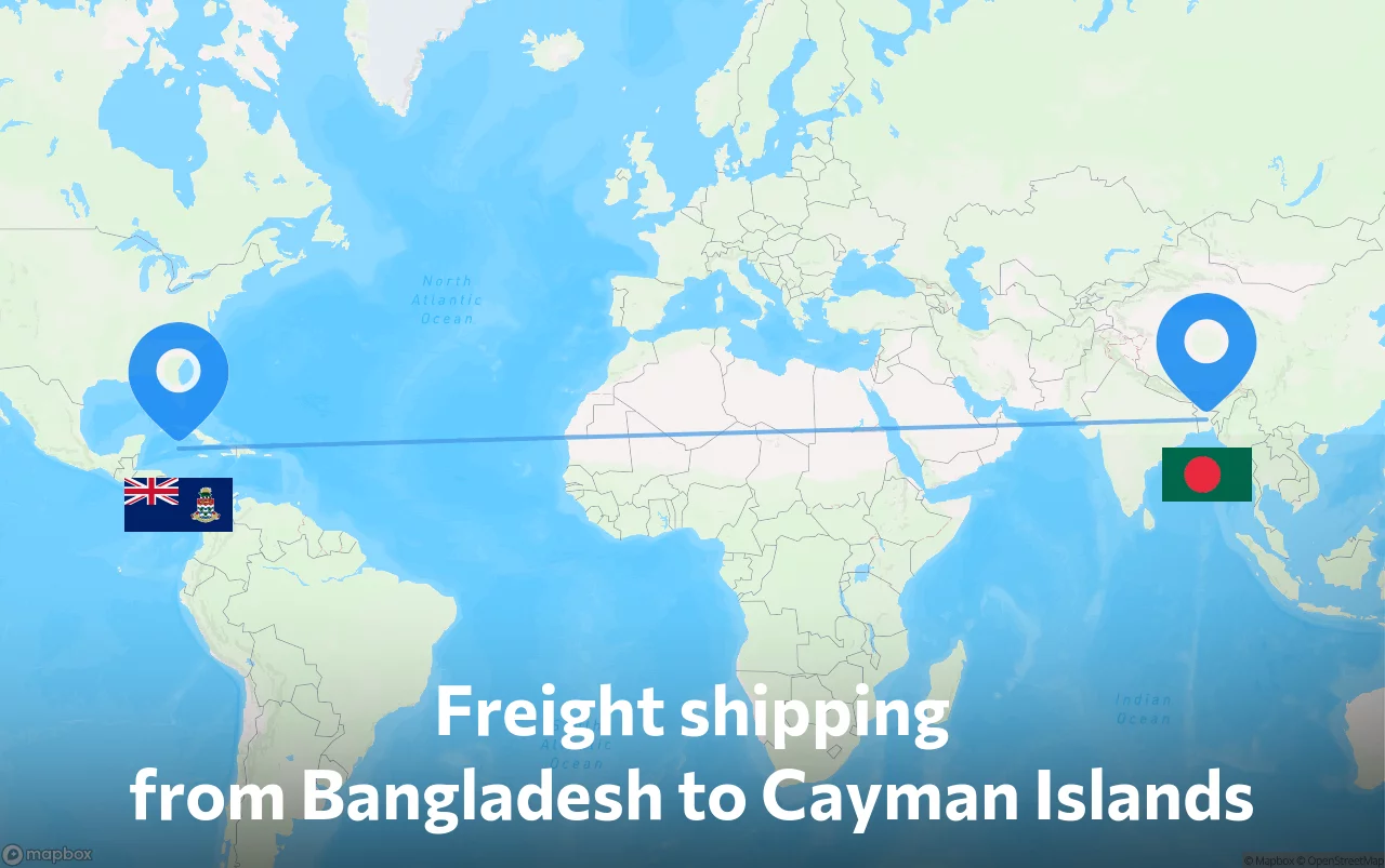 Shipping route from Bangladesh to Cayman Islands