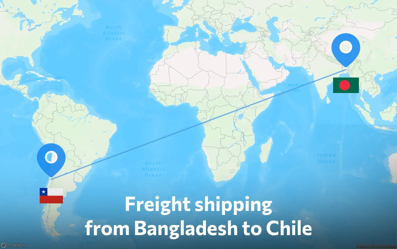 Shipping route from Bangladesh to Chile