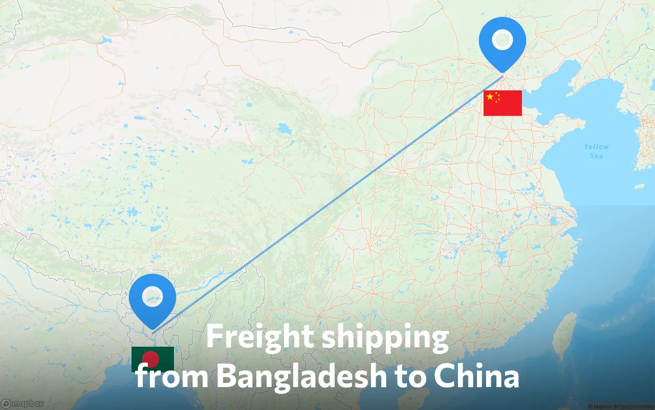 Shipping route from Bangladesh to China