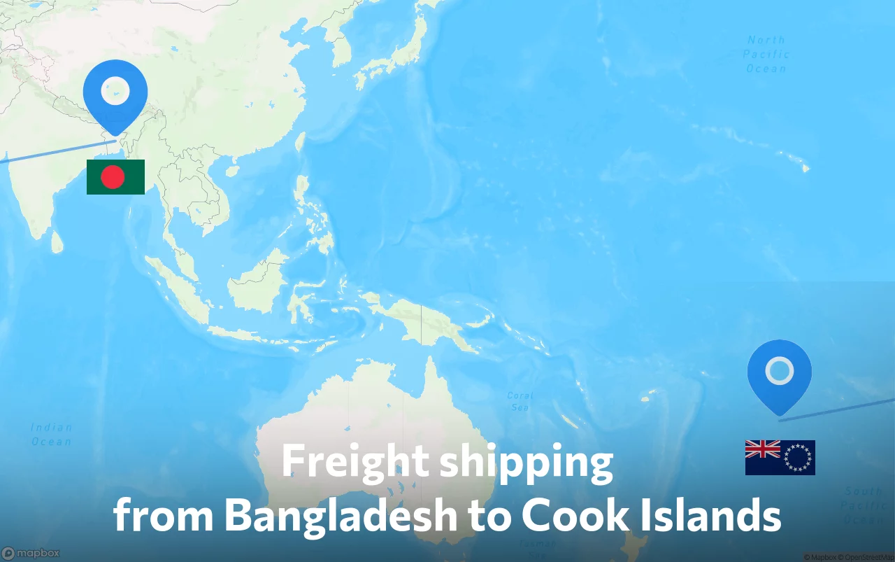 Shipping route from Bangladesh to Cook Islands