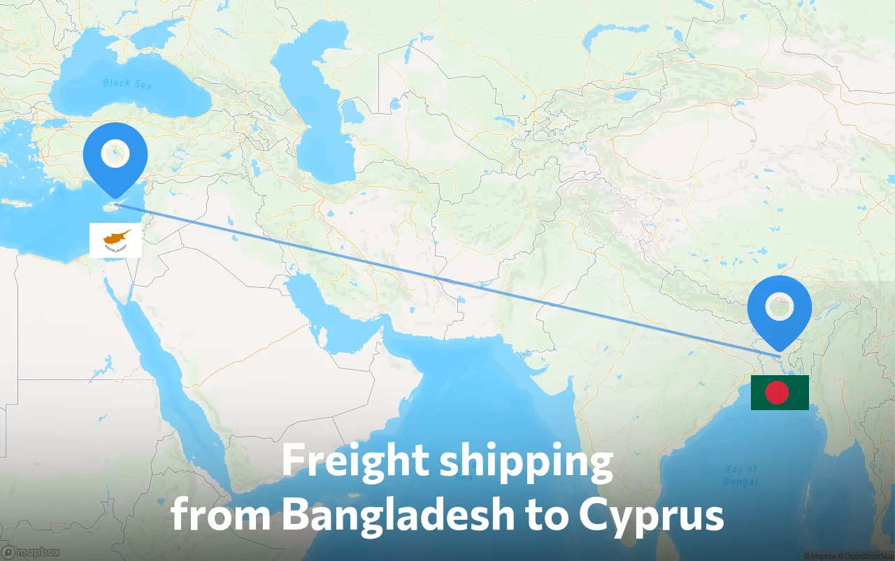Shipping route from Bangladesh to Cyprus