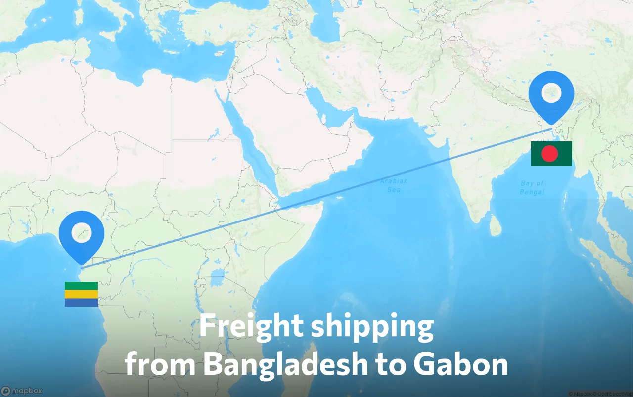 Shipping route from Bangladesh to Gabon